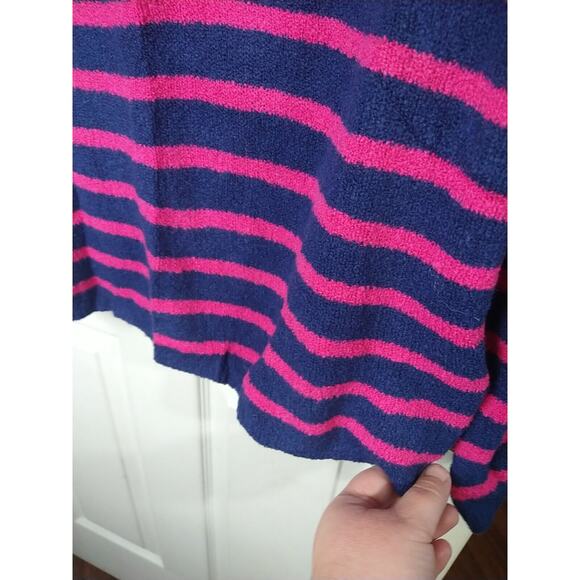 J Crew Woman S Sweater Pullover Mock Neck Pink Navy Striped Casual cabin core - Picture 6 of 8